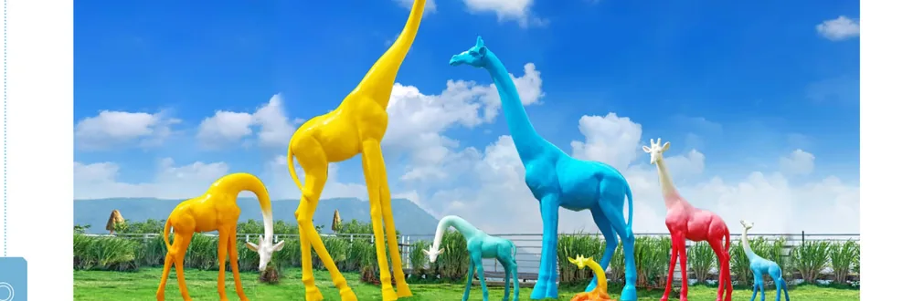 Colorful Giraffe Garden Sculpture Set