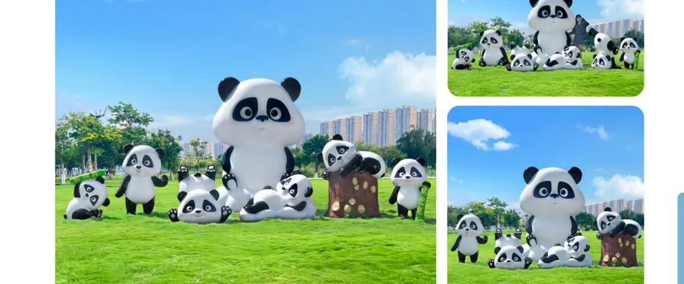 Panda Family Garden Sculpture Collection